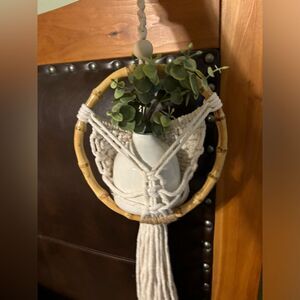Macramé and Cane plant/flowerpot wall hanging